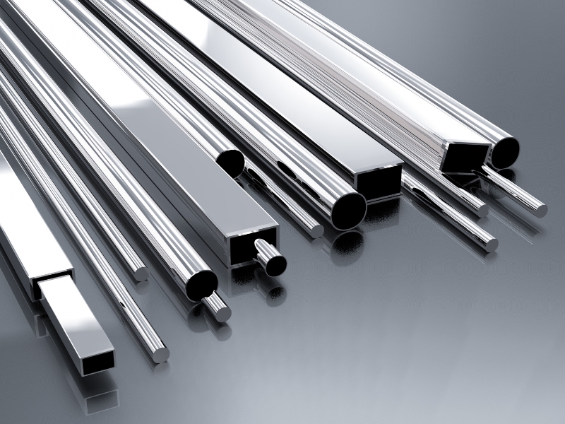 Different samples of stainless steel bars.